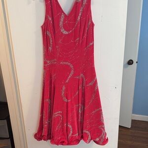 Elegant Red and Silver Women's Dress